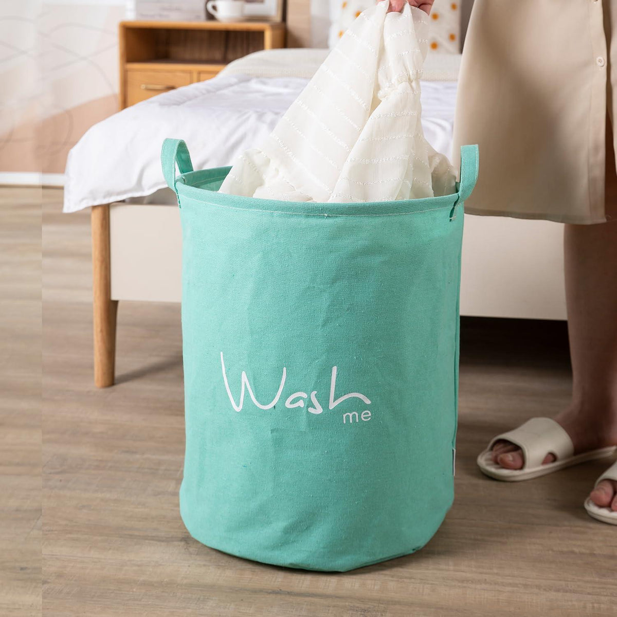 HOKIPO Folding Laundry Storage Basket - Large 46 Ltr, Green - HOKIPO | Har Ghar ka Humsafar