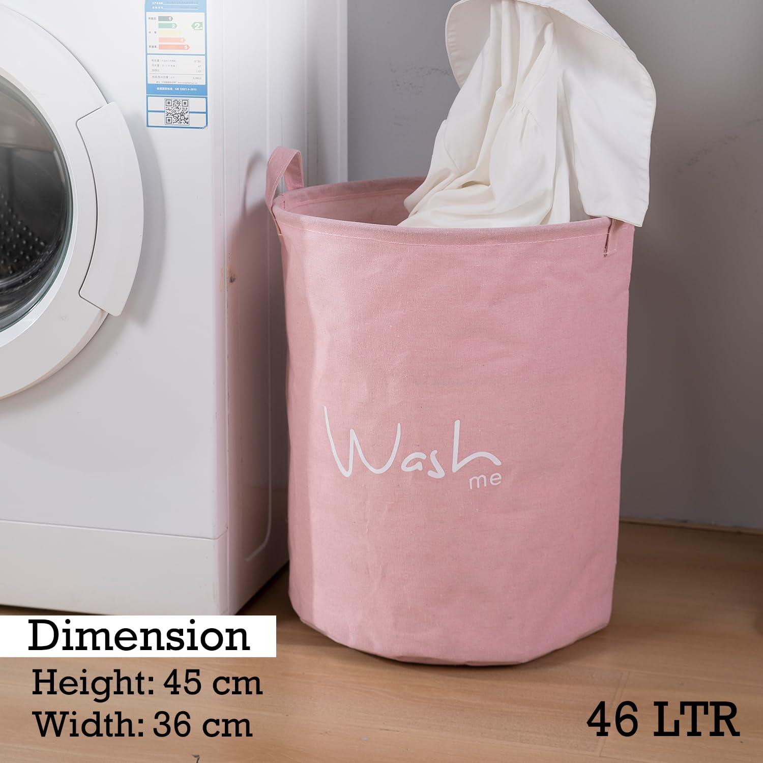 HOKIPO Folding Laundry Storage Basket - Large 46 Ltr, Pink - HOKIPO | Har Ghar ka Humsafar