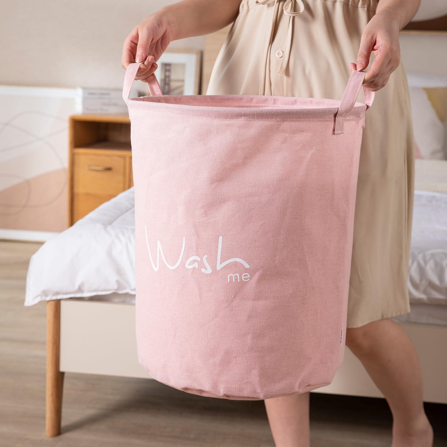 HOKIPO Folding Laundry Storage Basket - Large 46 Ltr, Pink - HOKIPO | Har Ghar ka Humsafar