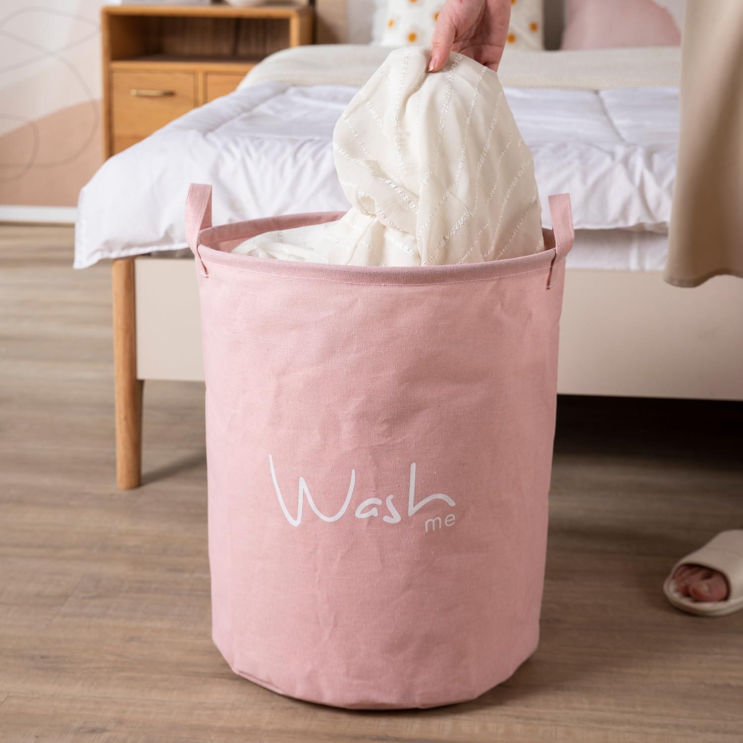 HOKIPO Folding Laundry Storage Basket - Large 46 Ltr, Pink - HOKIPO | Har Ghar ka Humsafar