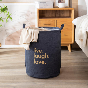 HOKIPO Folding Laundry Storage Basket - Large 51 Ltr, Blue - HOKIPO | Har Ghar ka Humsafar