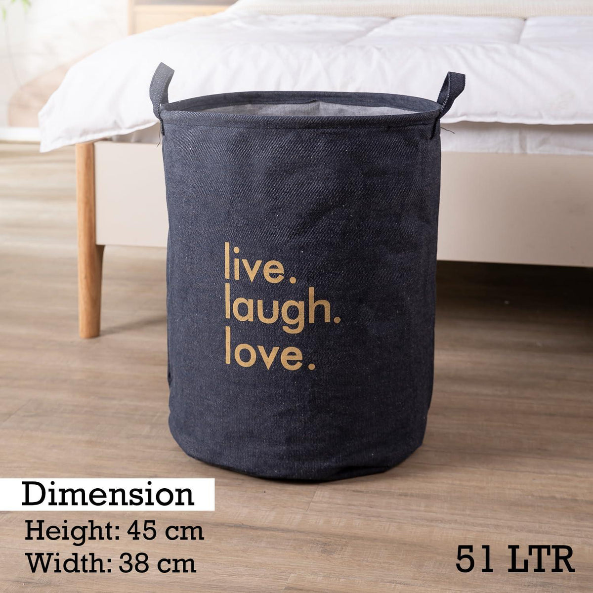 HOKIPO Folding Laundry Storage Basket - Large 51 Ltr, Blue - HOKIPO | Har Ghar ka Humsafar