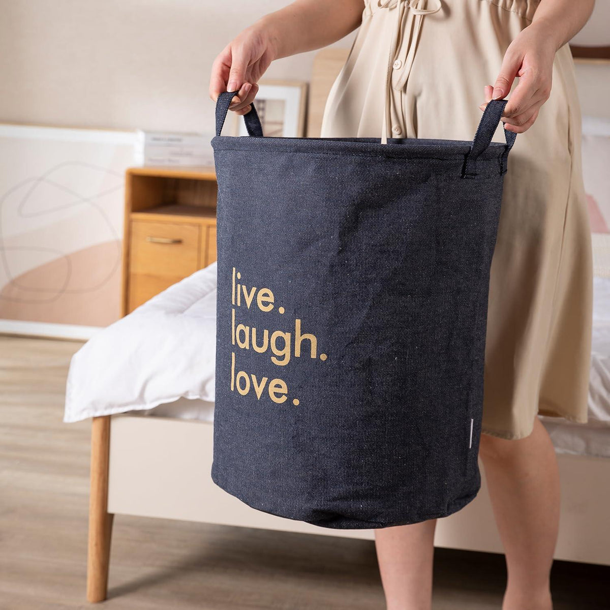 HOKIPO Folding Laundry Storage Basket - Large 51 Ltr, Blue - HOKIPO | Har Ghar ka Humsafar