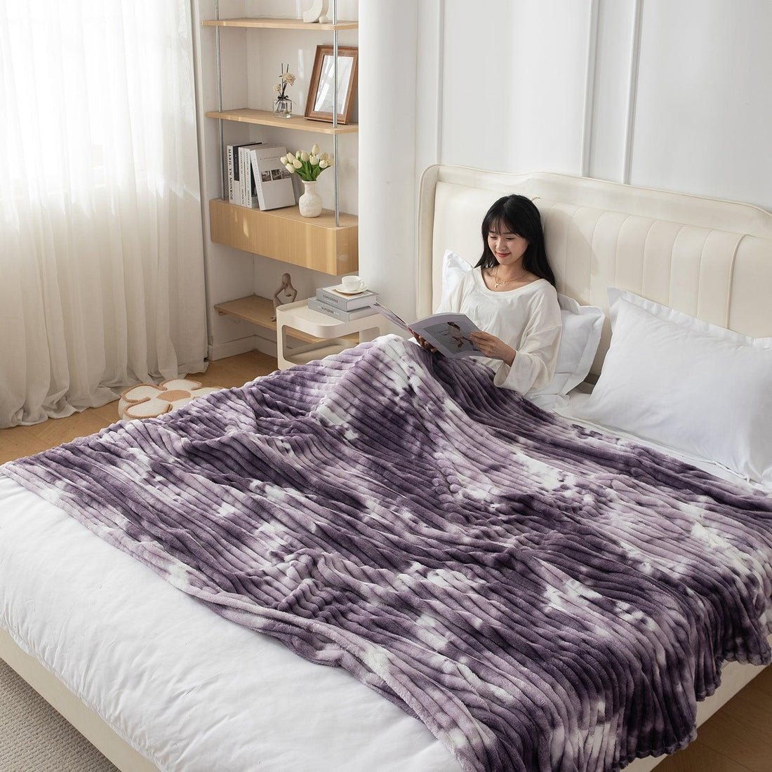 HOKIPO Gradient AC Blanket Double Bed Queen, Purple | HOKIPO 