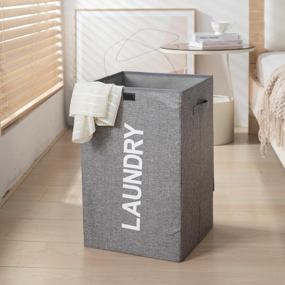 HOKIPO Jute Foldable Laundry Basket For Clothes With Lid & Handle, Grey - HOKIPO | Har Ghar ka Humsafar