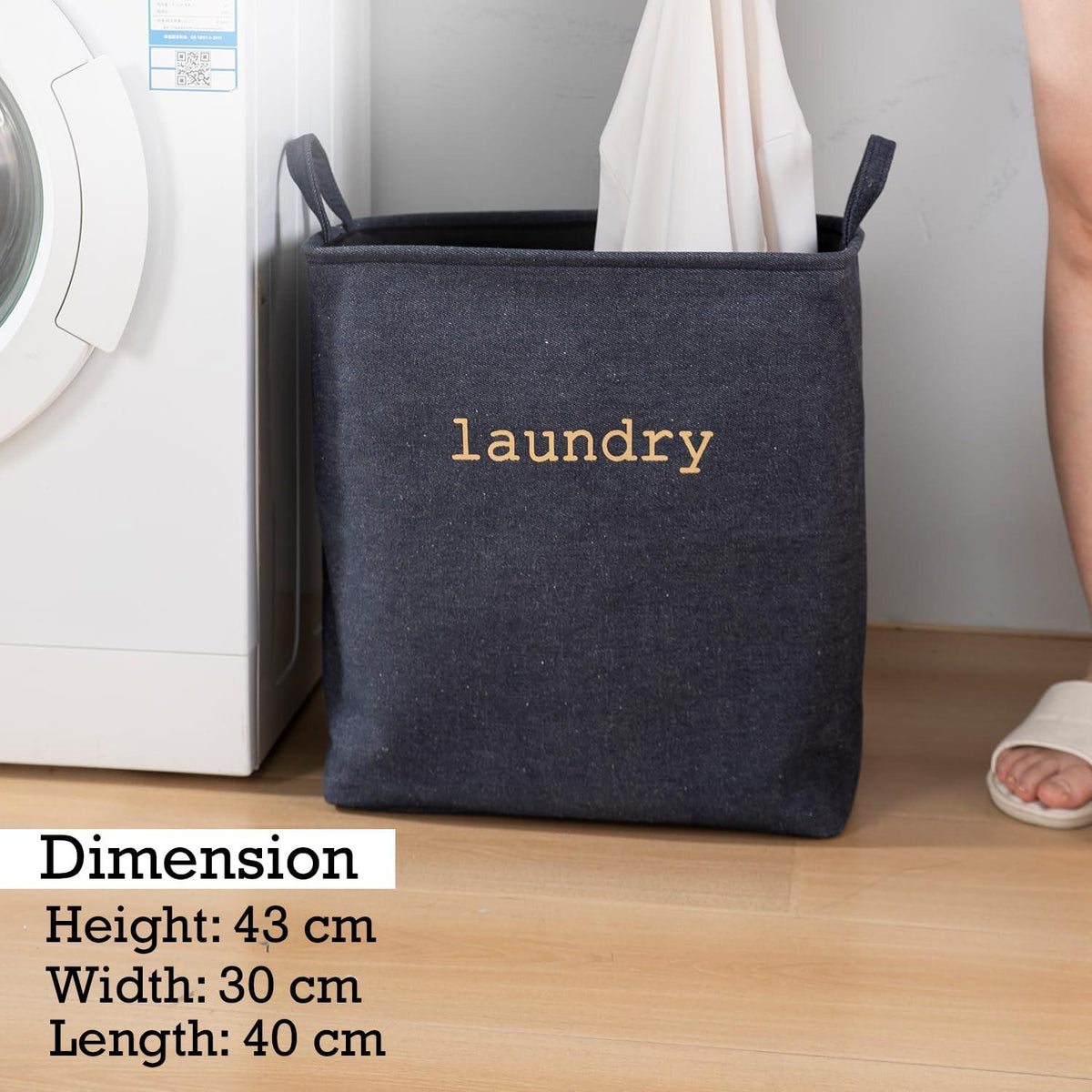 HOKIPO Laundry Basket Clothes Hamper, Denim Basket With Handles,Small / Large - Blue - HOKIPO | Har Ghar ka Humsafar