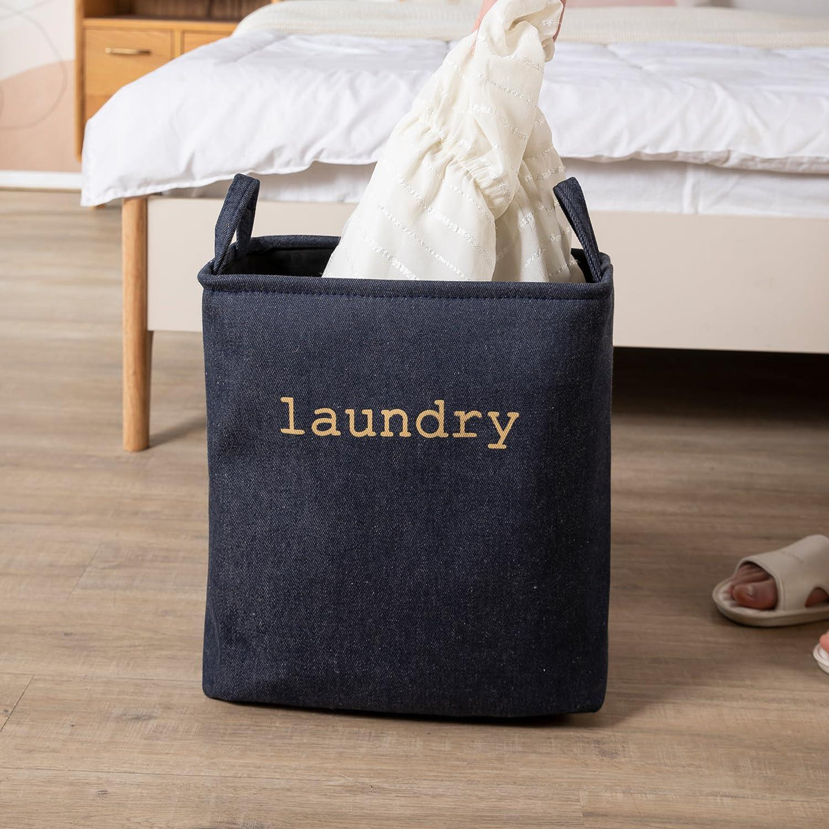 HOKIPO Laundry Basket Clothes Hamper, Denim Basket With Handles,Small / Large - Blue - HOKIPO | Har Ghar ka Humsafar