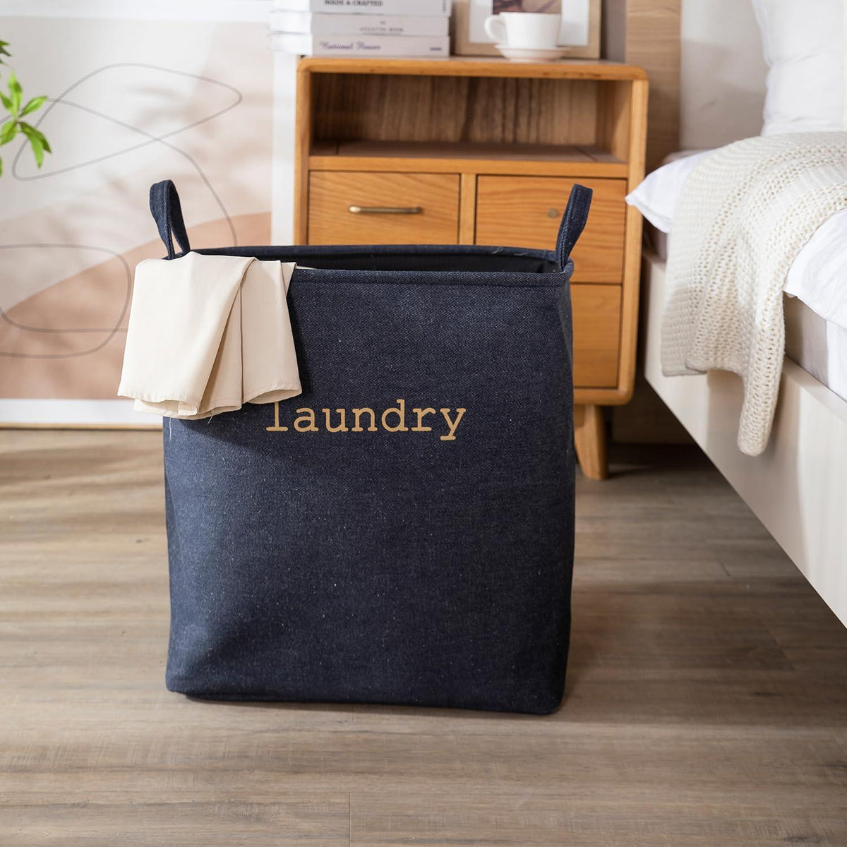 HOKIPO Laundry Basket Clothes Hamper, Denim Basket With Handles,Small / Large - Blue - HOKIPO | Har Ghar ka Humsafar