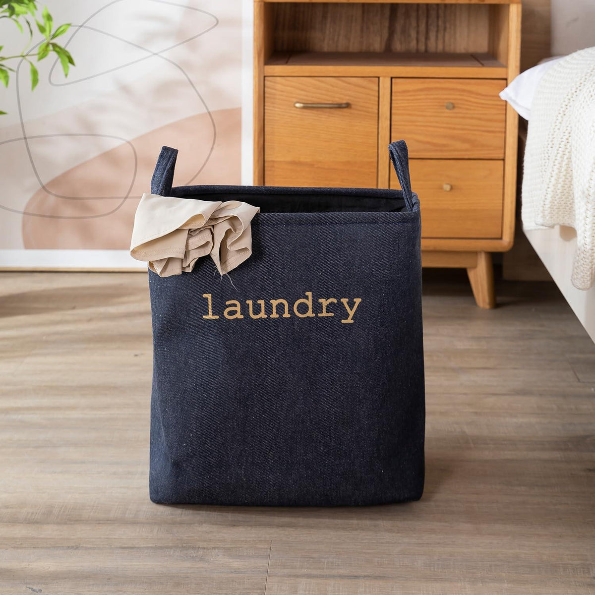 HOKIPO Laundry Basket Clothes Hamper, Denim Basket With Handles,Small / Large - Blue - HOKIPO | Har Ghar ka Humsafar