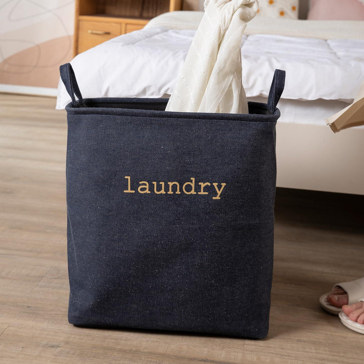 HOKIPO Laundry Basket Clothes Hamper, Denim Basket With Handles,Small / Large - Blue - HOKIPO | Har Ghar ka Humsafar