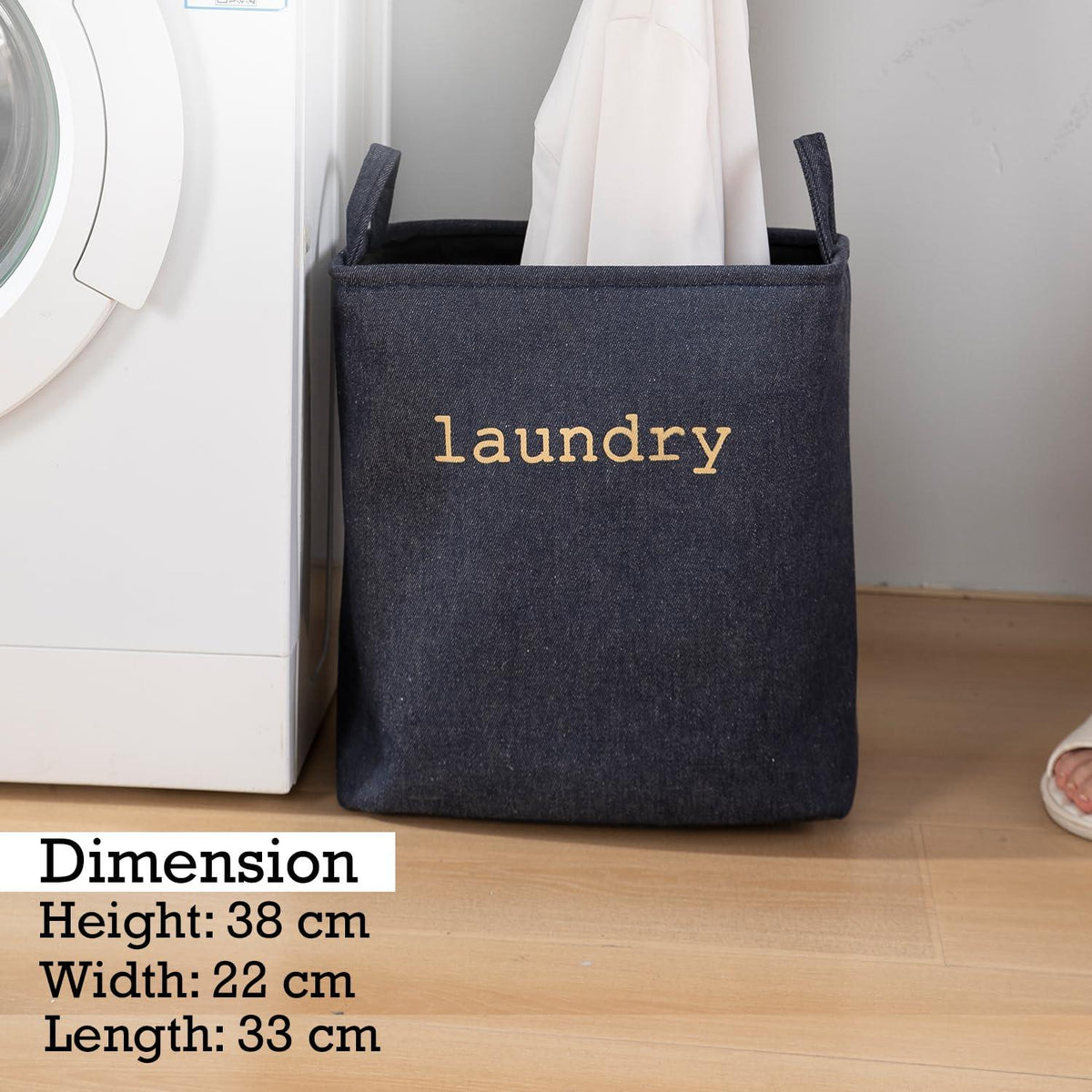 HOKIPO Laundry Basket Clothes Hamper, Denim Basket With Handles,Small / Large - Blue - HOKIPO | Har Ghar ka Humsafar