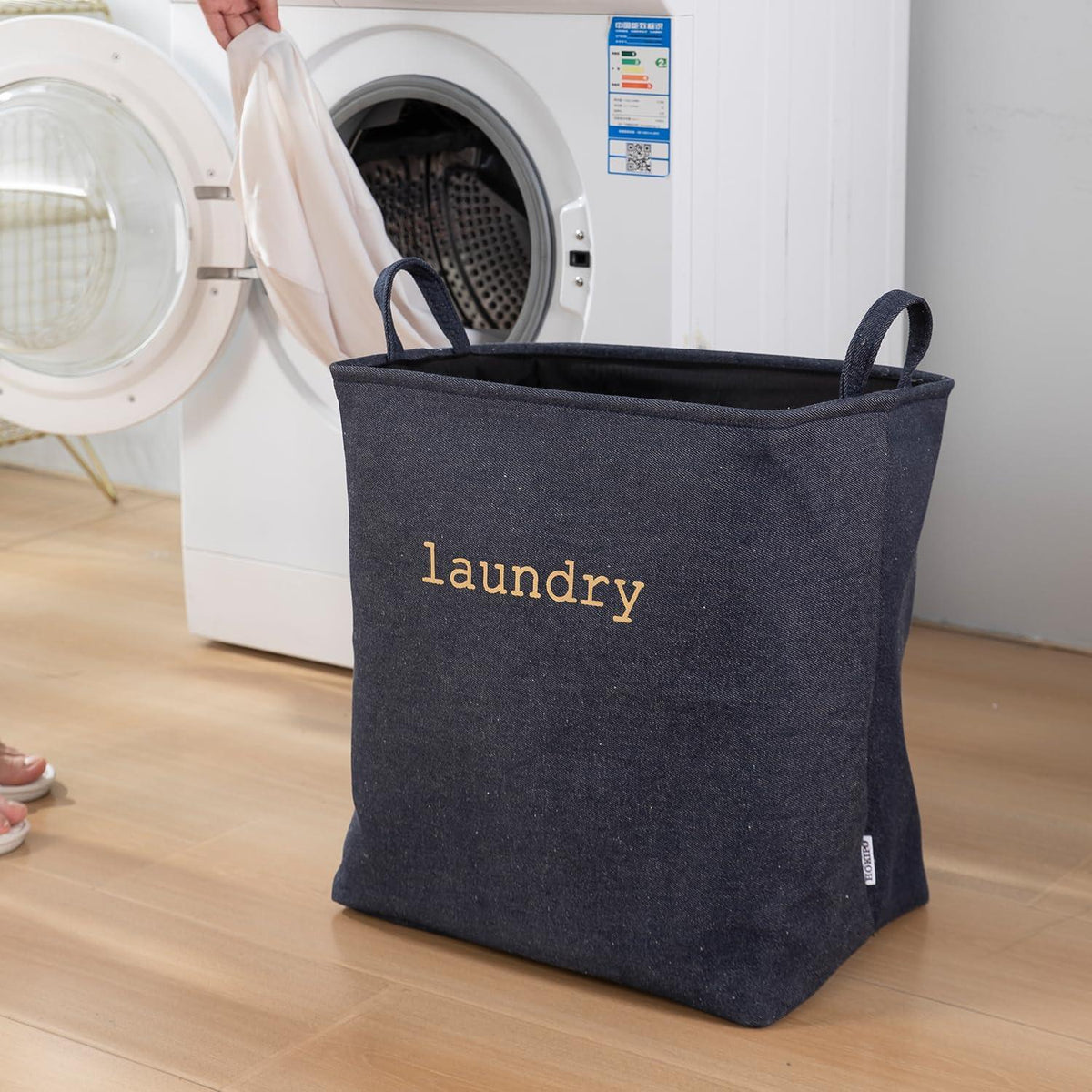 HOKIPO Laundry Basket Clothes Hamper, Denim Basket With Handles,Small / Large - Blue - HOKIPO | Har Ghar ka Humsafar