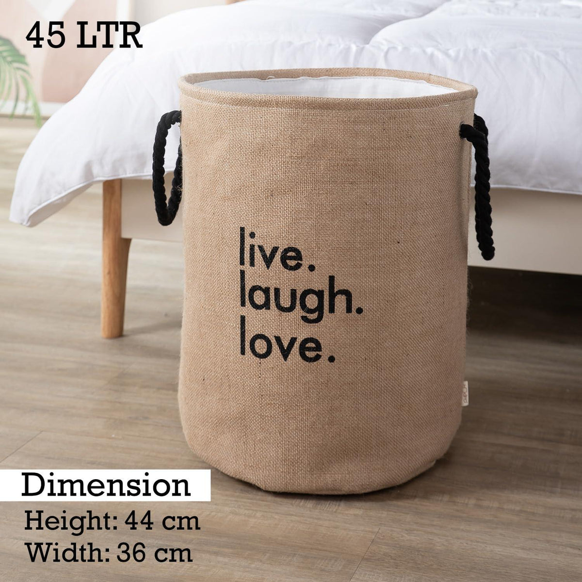 Hokipo Laundry Basket Exquisite 45 - Litre European Pattern Folding Hamper - Beige - HOKIPO | Har Ghar ka Humsafar