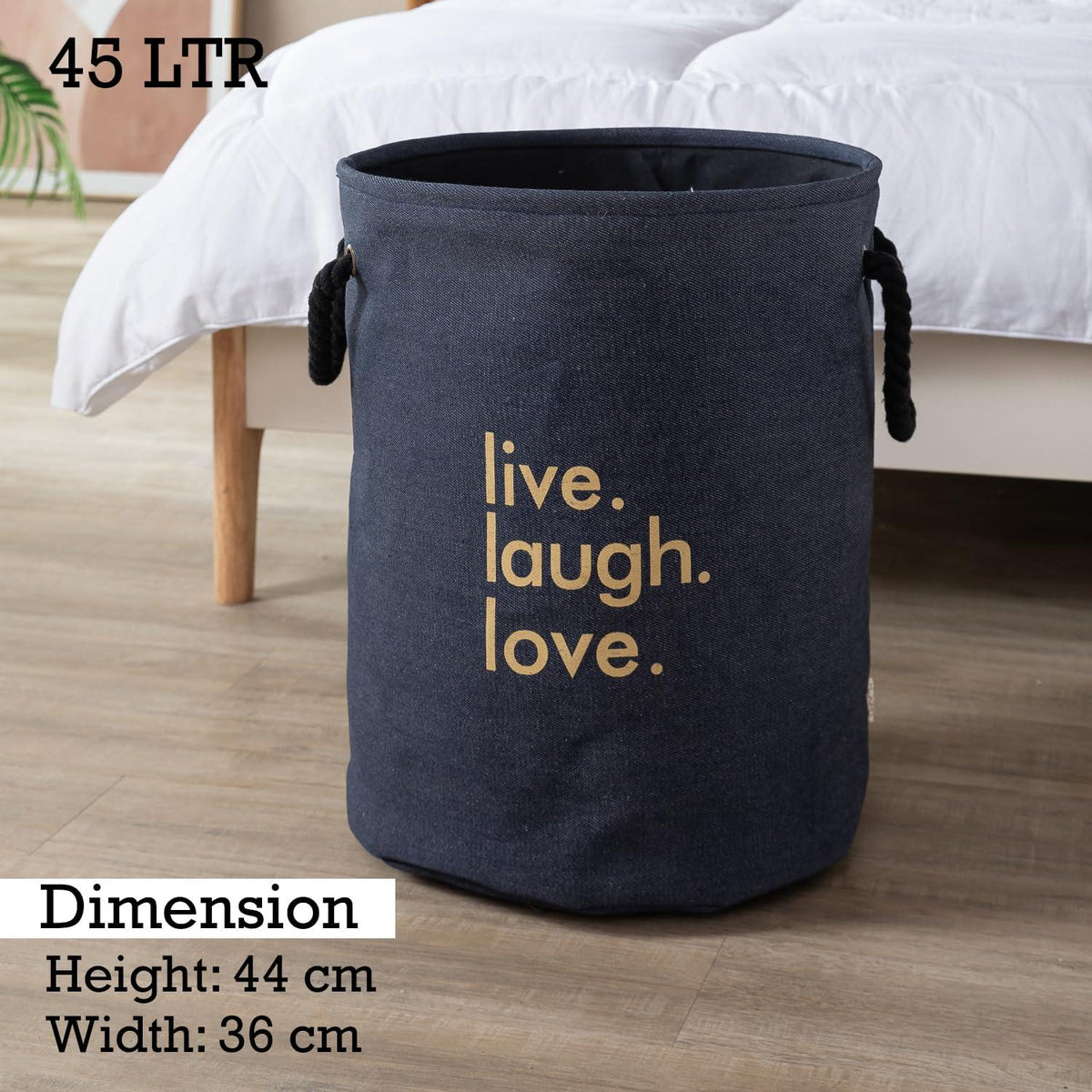 Hokipo Laundry Basket Exquisite 45 - Litre European Pattern Folding Hamper - Blue - HOKIPO | Har Ghar ka Humsafar