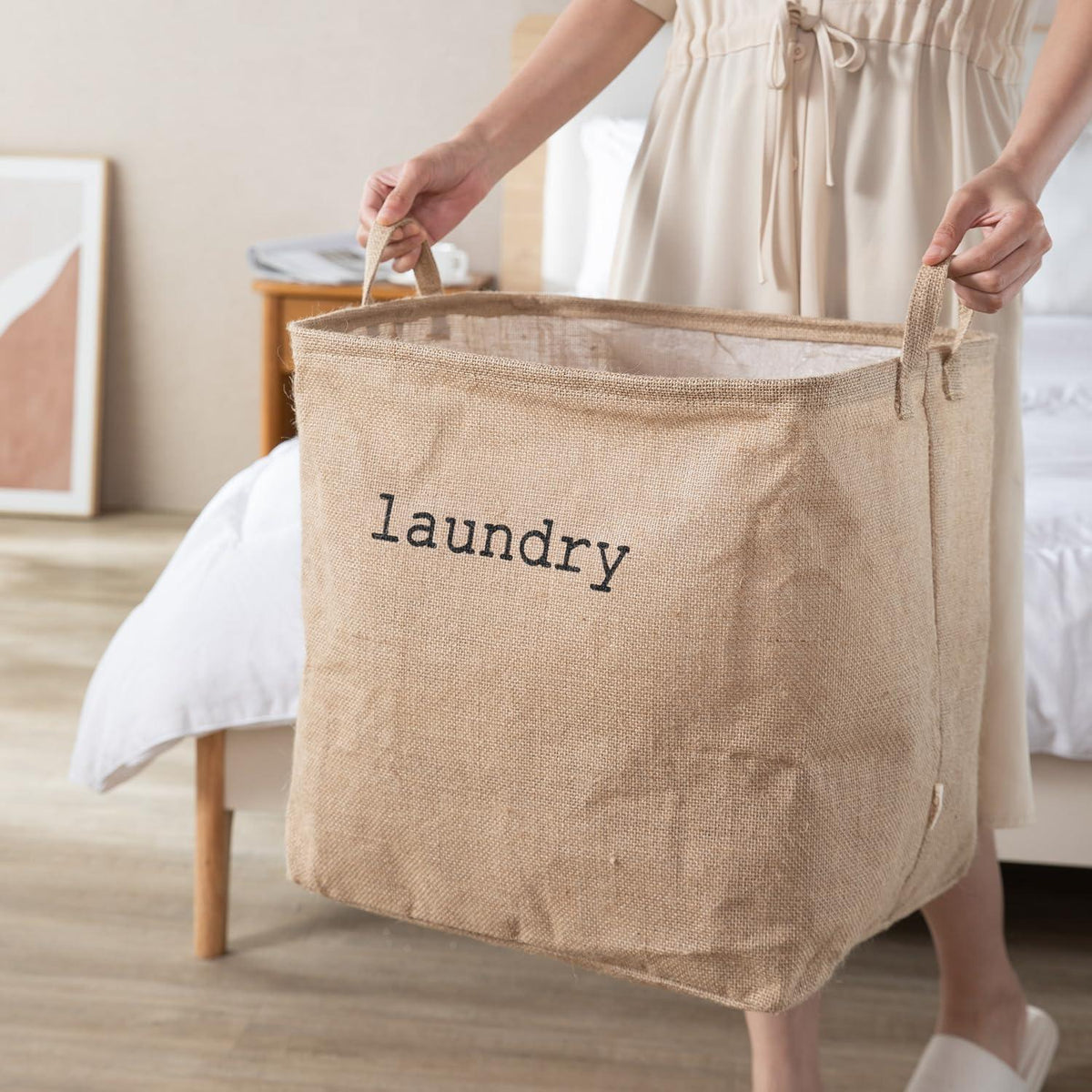HOKIPO® Laundry Basket Natural Moisture - Resistant Jute Laundry Hamper - 54 Ltr - HOKIPO | Har Ghar ka Humsafar
