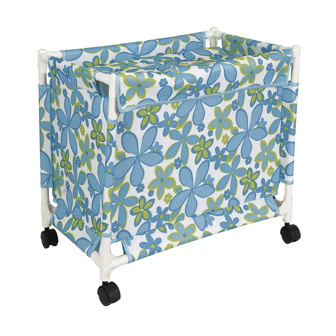 HOKIPO Oxford Fabric Laundry Basket Trolley With Wheels - 46x54x34 cm, Blue - HOKIPO | Har Ghar ka Humsafar