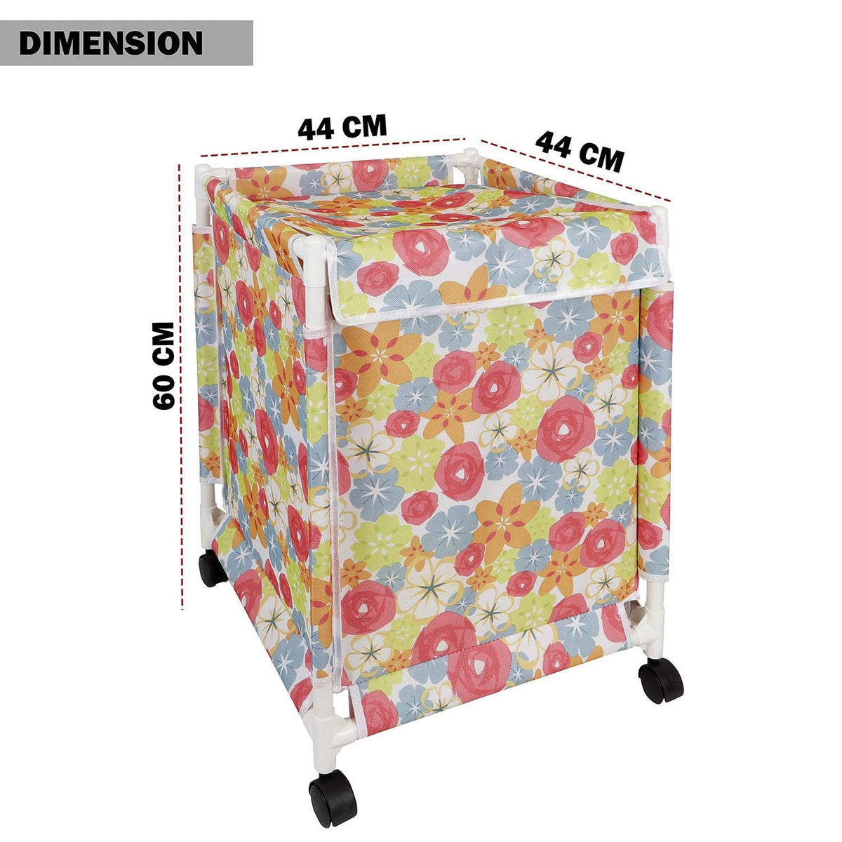 HOKIPO Oxford Fabric Laundry Basket Trolley With Wheels - 60x44x44 cm, Multicolor - HOKIPO | Har Ghar ka Humsafar