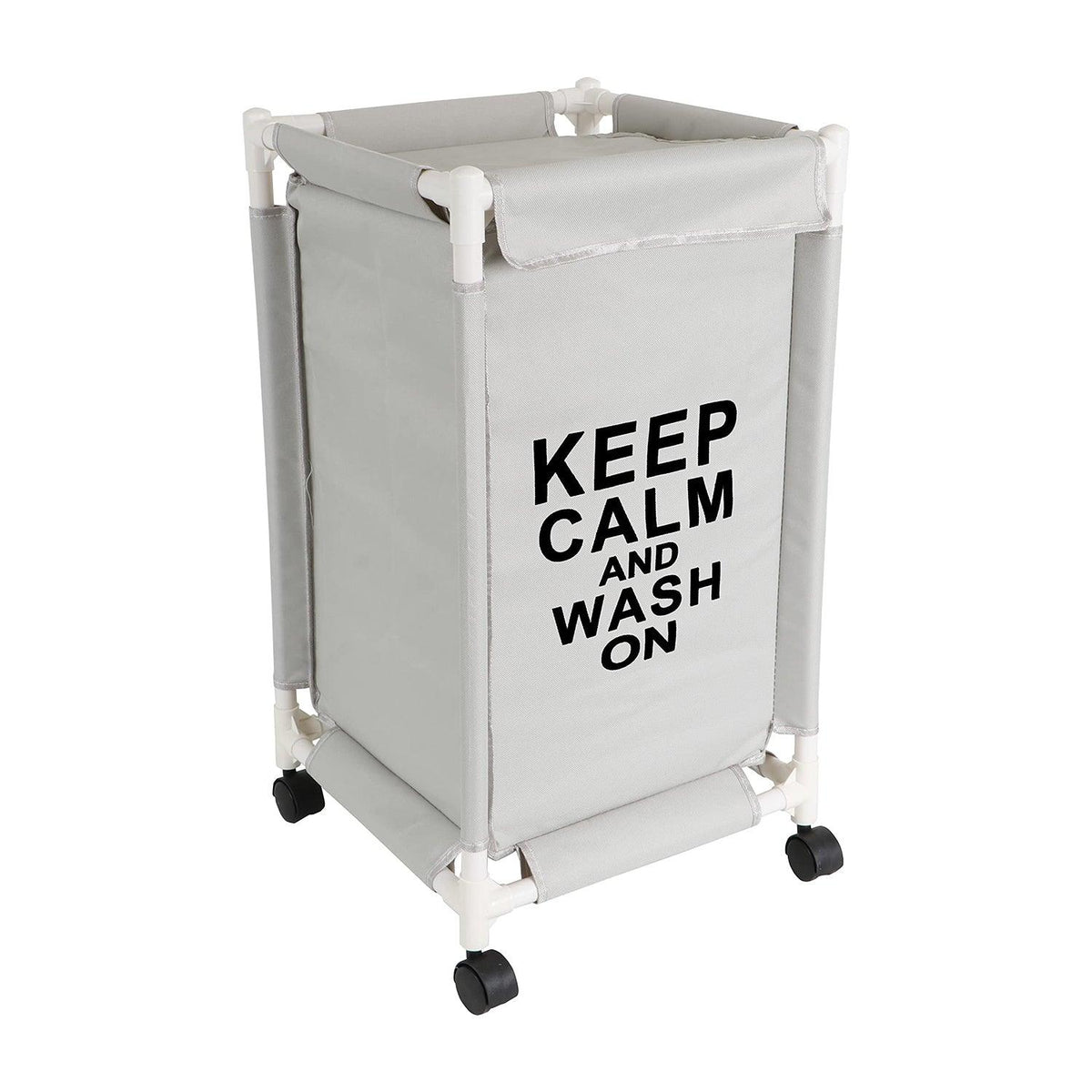 HOKIPO Oxford Fabric Laundry Basket Trolley With Wheels - 65x35x35 cm, Grey - HOKIPO | Har Ghar ka Humsafar