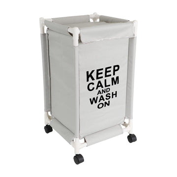 HOKIPO Oxford Fabric Laundry Basket Trolley With Wheels - 65x35x35 cm, Grey - HOKIPO | Har Ghar ka Humsafar