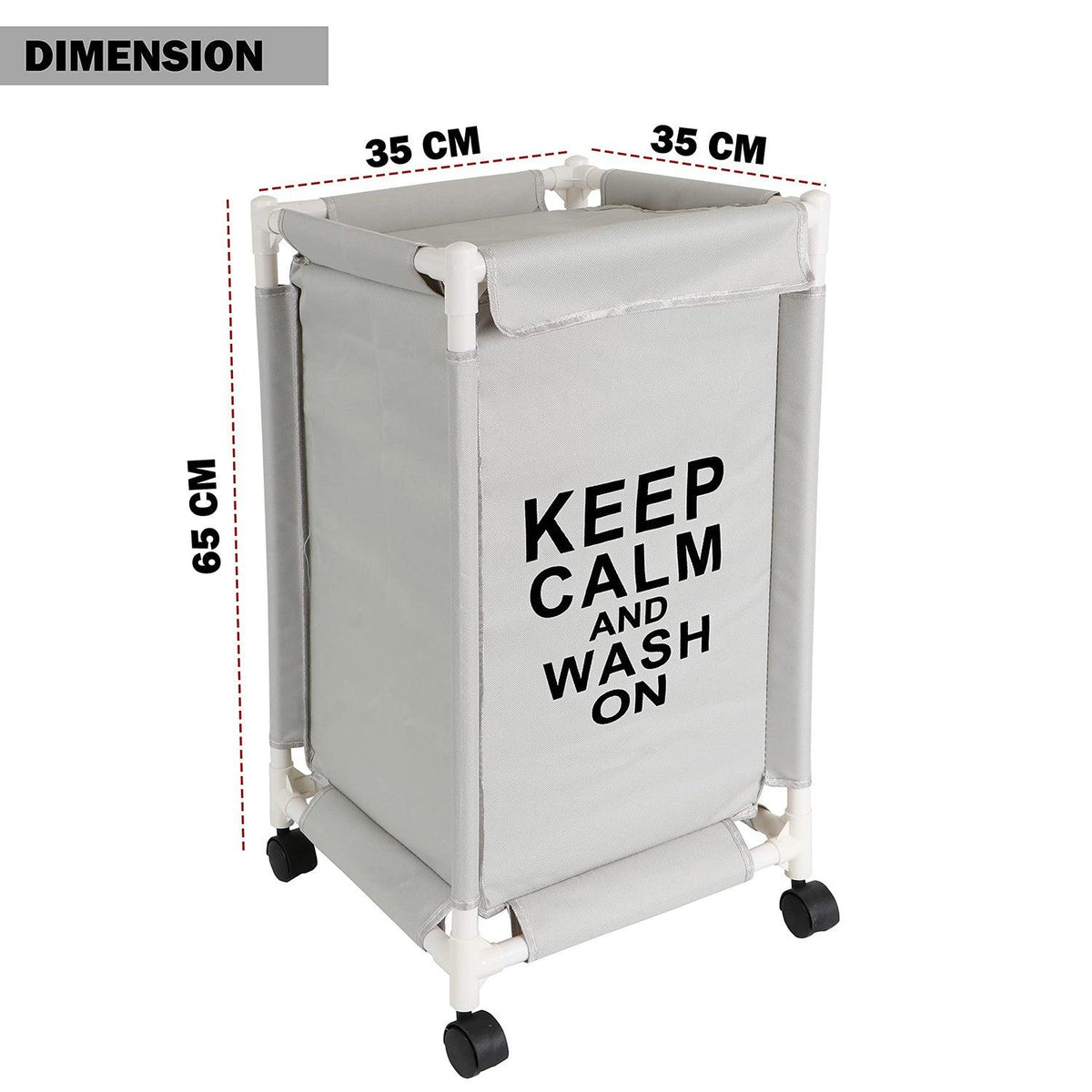 HOKIPO Oxford Fabric Laundry Basket Trolley With Wheels - 65x35x35 cm, Grey - HOKIPO | Har Ghar ka Humsafar
