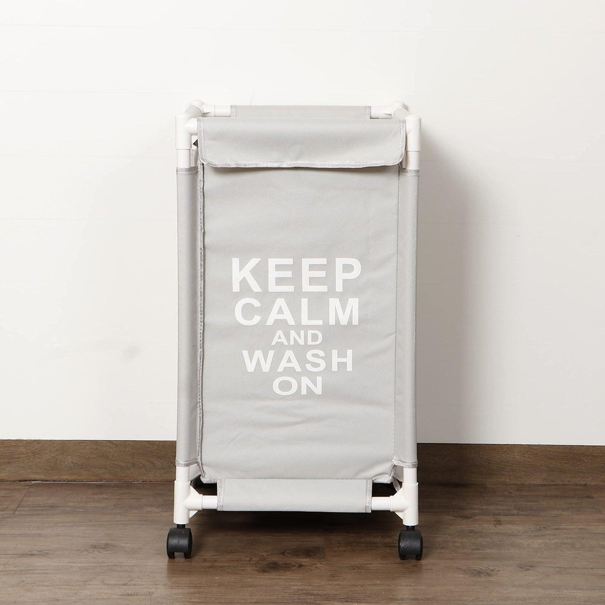 HOKIPO Oxford Fabric Laundry Basket Trolley With Wheels - 68x35x35 cm, Grey - HOKIPO | Har Ghar ka Humsafar