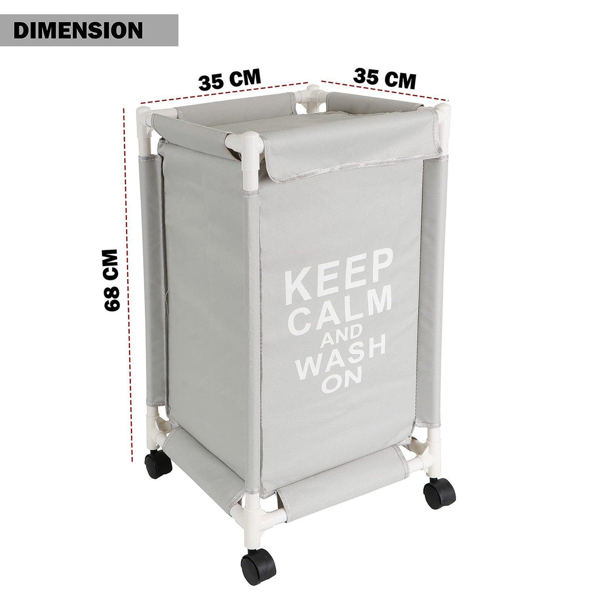 HOKIPO Oxford Fabric Laundry Basket Trolley With Wheels - 68x35x35 cm, Grey - HOKIPO | Har Ghar ka Humsafar