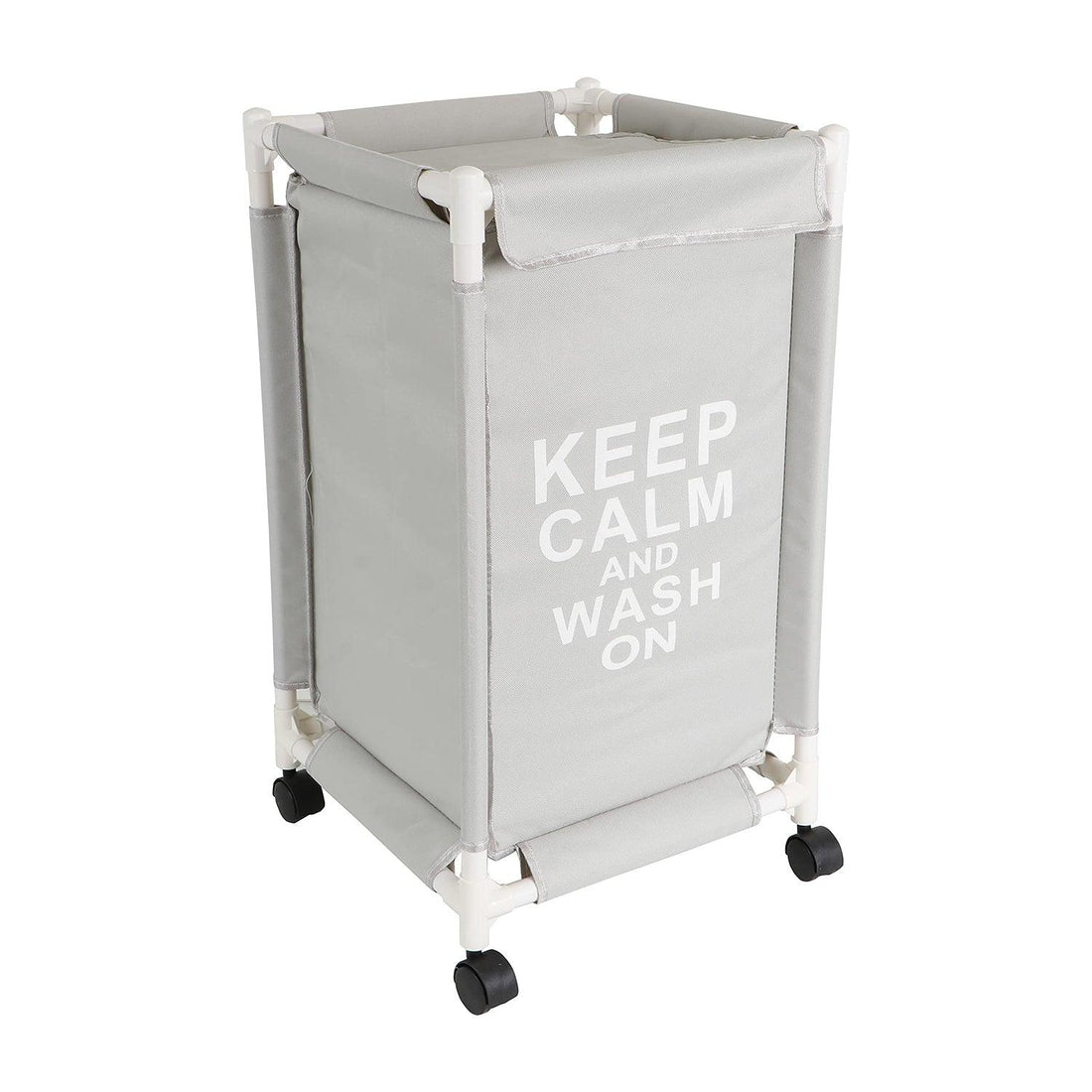 HOKIPO Oxford Fabric Laundry Basket Trolley With Wheels - 68x35x35 cm, Grey - HOKIPO | Har Ghar ka Humsafar