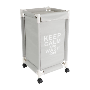 HOKIPO Oxford Fabric Laundry Basket Trolley With Wheels - 68x35x35 cm, Grey - HOKIPO | Har Ghar ka Humsafar