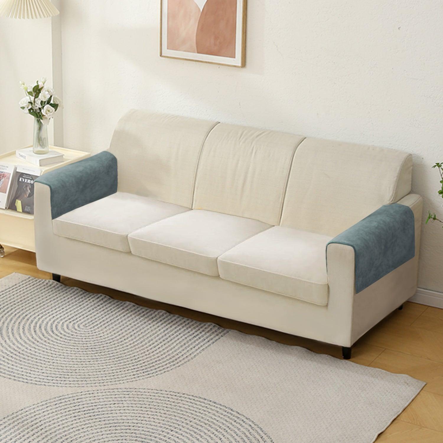 HOKIPO Premium Chenille Sofa Arm Cover, 2 Pcs, Grey - HOKIPO | Har Ghar ka Humsafar