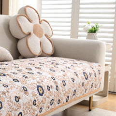 HOKIPO Printed Quilted Sofa Cover L Shape, Light Peach Candytuft - HOKIPO | Har Ghar ka Humsafar