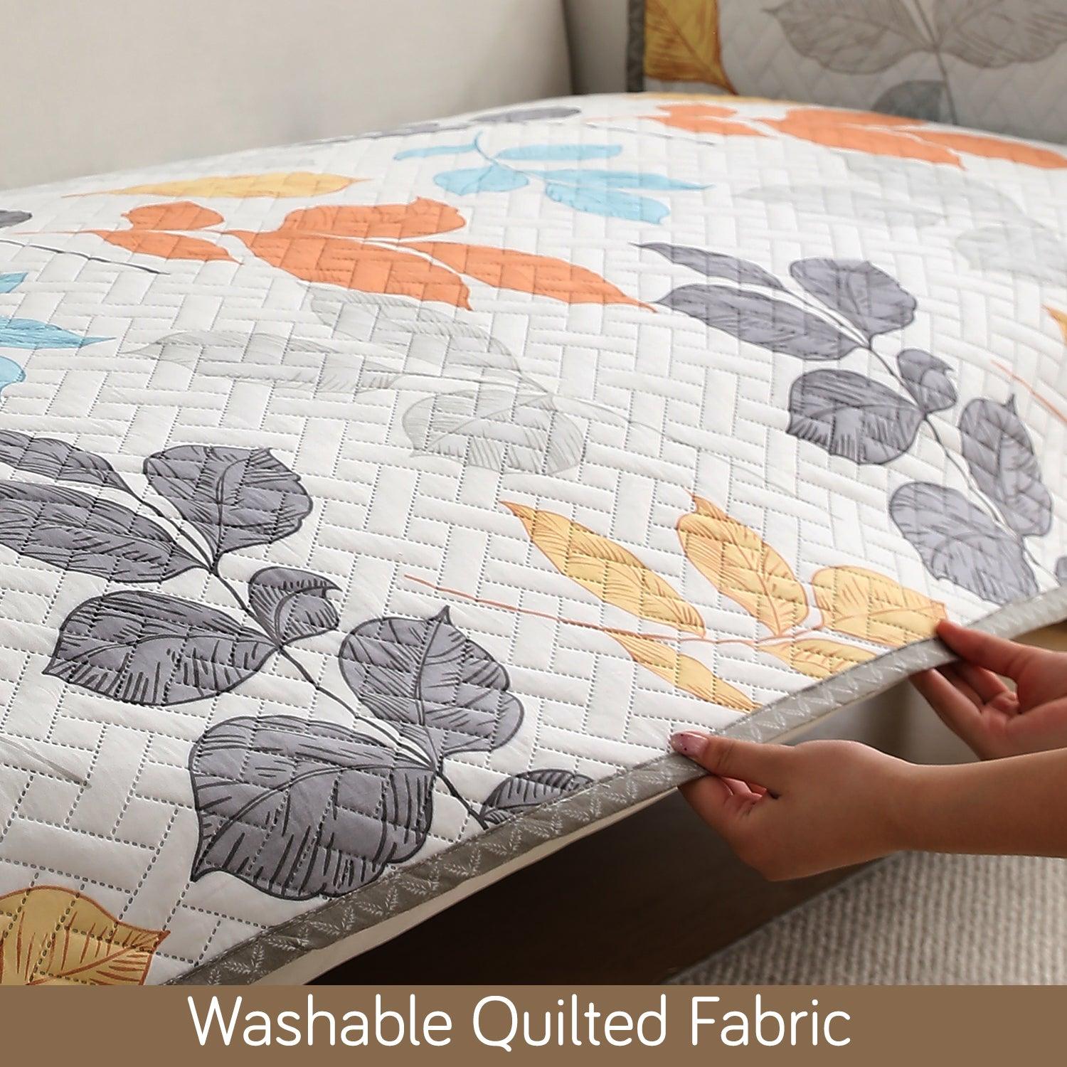 HOKIPO Printed Quilted Sofa Cover L Shape, Multicolor Leaves - HOKIPO | Har Ghar ka Humsafar