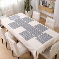 HOKIPO PVC Dining Table Mats and Runner Set of 4/6, Cool Grey Rhombus - HOKIPO | Har Ghar ka Humsafar