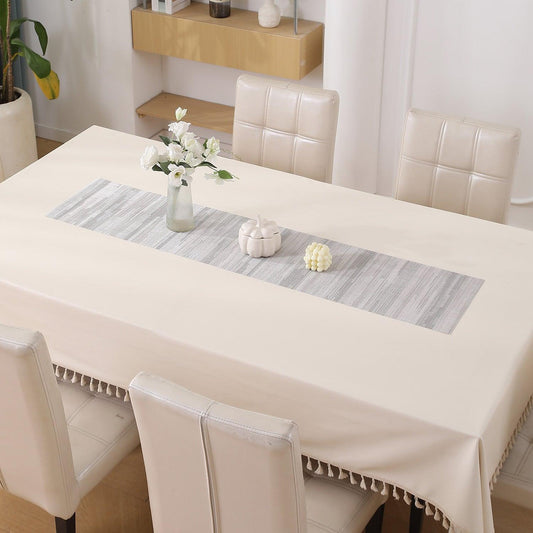 HOKIPO PVC Dining Table Runner - 135 cm, Glacier Grey Vertical Lines - HOKIPO | Har Ghar ka Humsafar