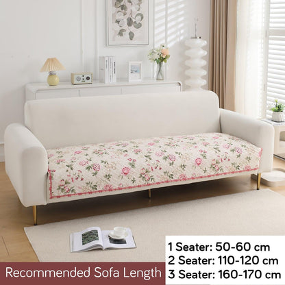 HOKIPO Quilted Sofa Cover Seat Mat for 1/2/3 Seater, Beige Peonies - HOKIPO | Har Ghar ka Humsafar