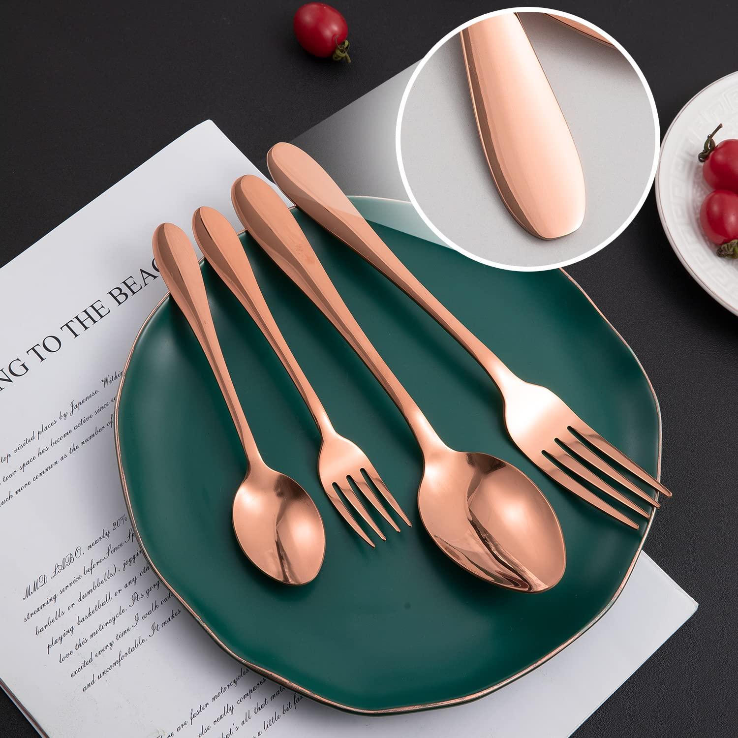 HOKIPO Rose Gold Cutlery Set of 18 / 24 Pcs Stainless Steel, Mirror Finish with Gift Box - HOKIPO | Har Ghar ka Humsafar