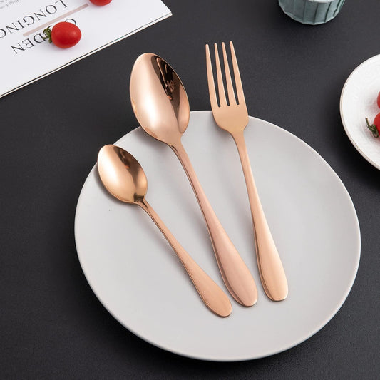 HOKIPO Rose Gold Cutlery Set of 18 / 24 Pcs Stainless Steel, Mirror Finish with Gift Box - HOKIPO | Har Ghar ka Humsafar