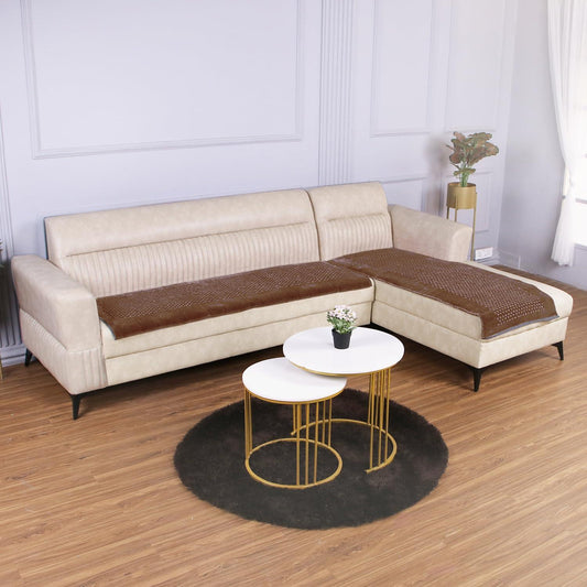 HOKIPO Thick Poly Velvet Sofa Cover L Shape, Cedar Brown - HOKIPO | Har Ghar ka Humsafar