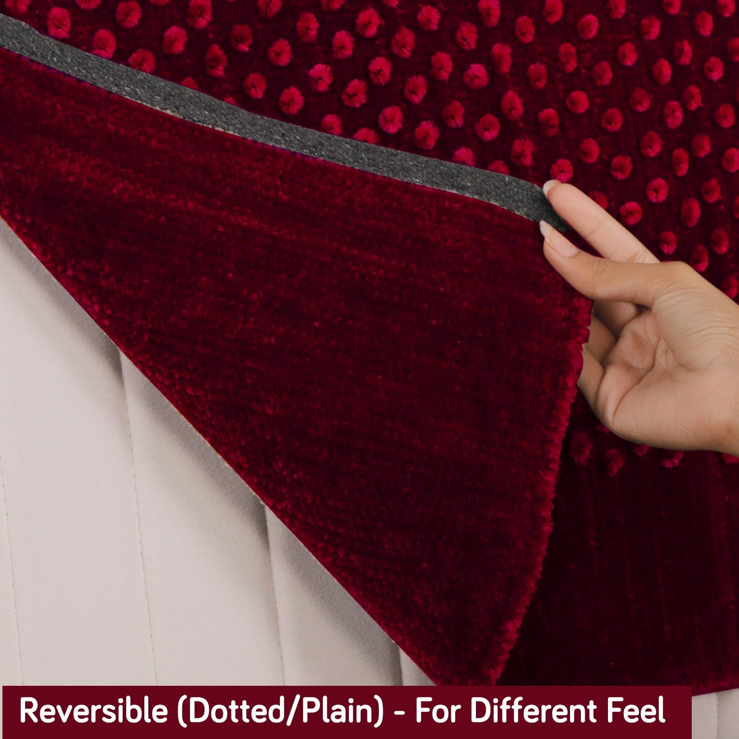 HOKIPO Thick Poly Velvet Sofa Cover L Shape, Maroon - HOKIPO | Har Ghar ka Humsafar