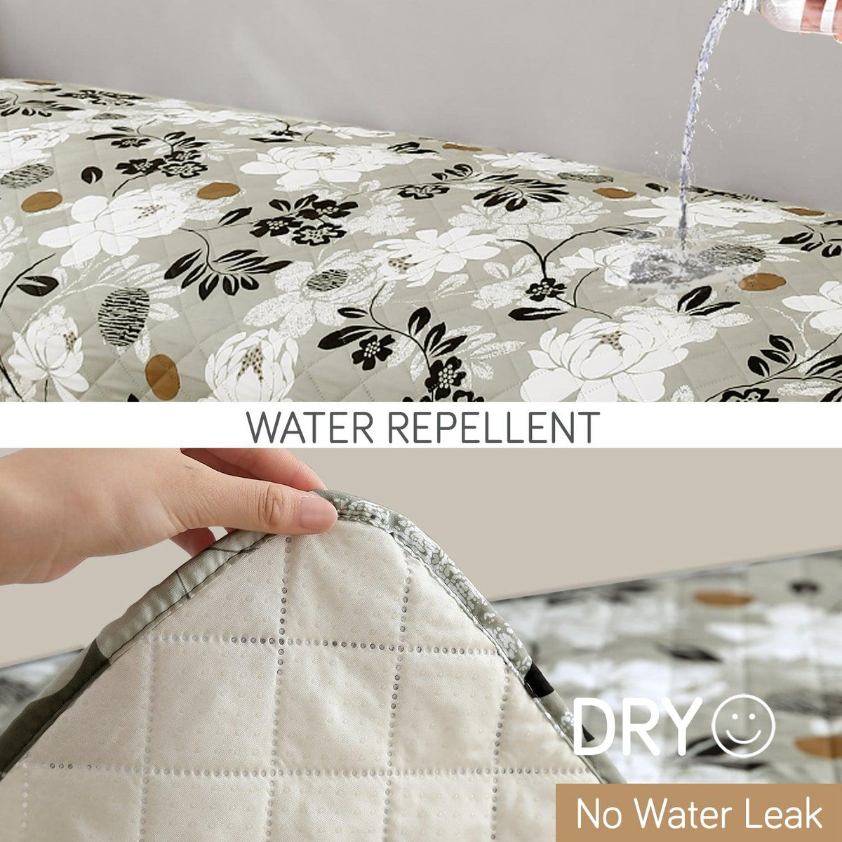 HOKIPO Water Repellent Sofa Seat Mat for 1/2/3 Seater - Feather Brown Floral - HOKIPO | Har Ghar ka Humsafar