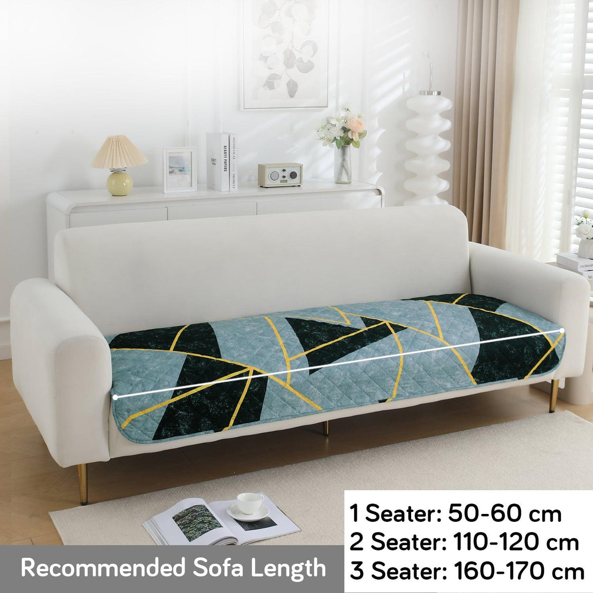 HOKIPO Water Repellent Sofa Seat Mat for 1/2/3 Seater - Multicolor Abstract Geometry - HOKIPO | Har Ghar ka Humsafar