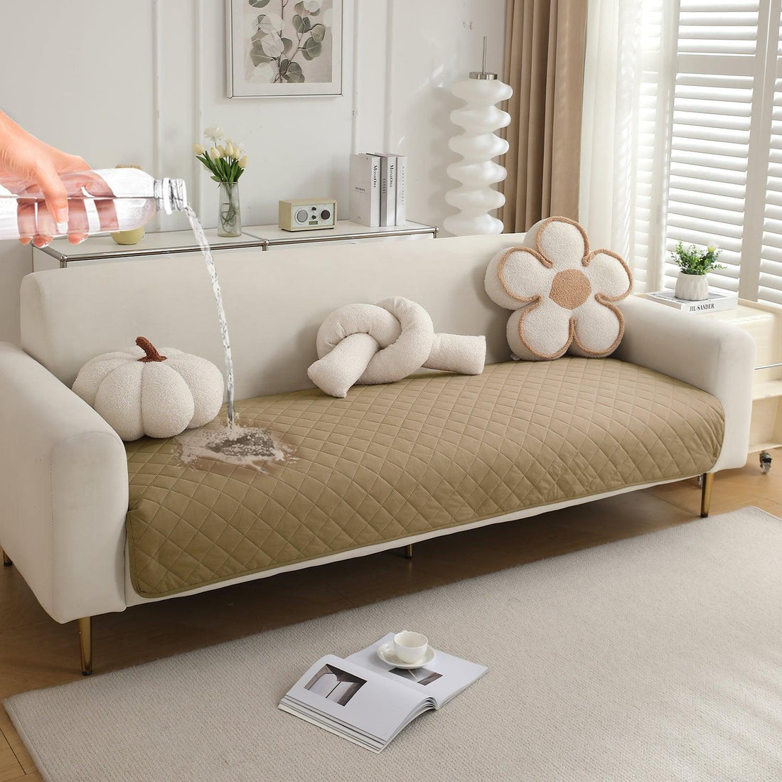 HOKIPO Waterproof Anti - Slip Quick Dry Sofa Seat Mat for 1/2/3 Seater, Beige - HOKIPO | Har Ghar ka Humsafar