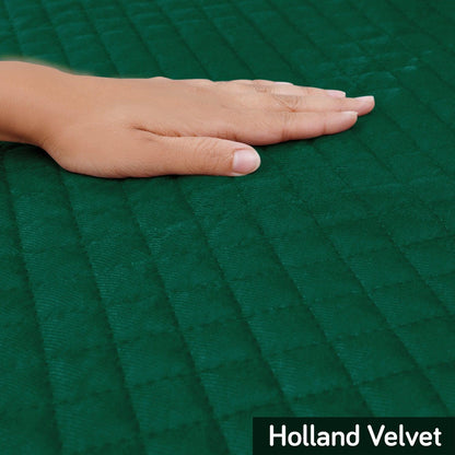 Holland Velvet Sofa Cover Seat Mat with Frill for 1/2/3 - Seater, Bottle Green - HOKIPO | Har Ghar ka Humsafar