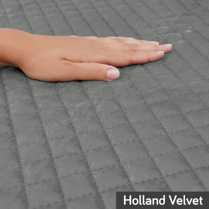 Holland Velvet Sofa Cover Seat Mat with Frill for 1/2/3 - Seater, Grey - HOKIPO | Har Ghar ka Humsafar
