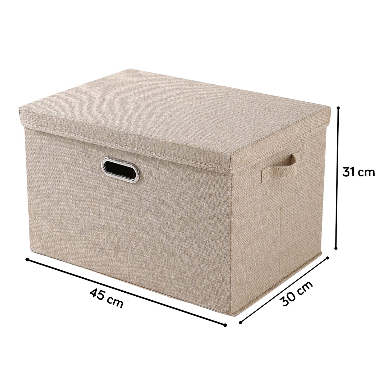Multipurpose Foldable Storage Box with Lid, Medium / Large / Extra Large, Beige