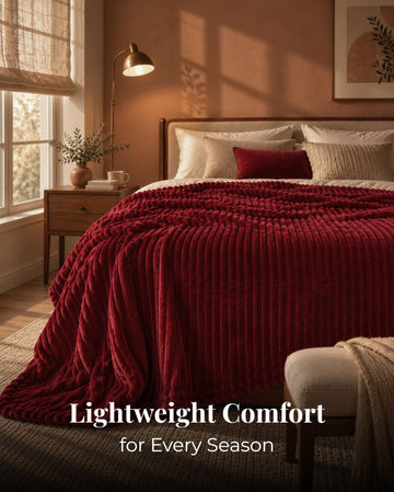 Lightweight Comfort for Every Season - cozy ribbed blanket on a bed