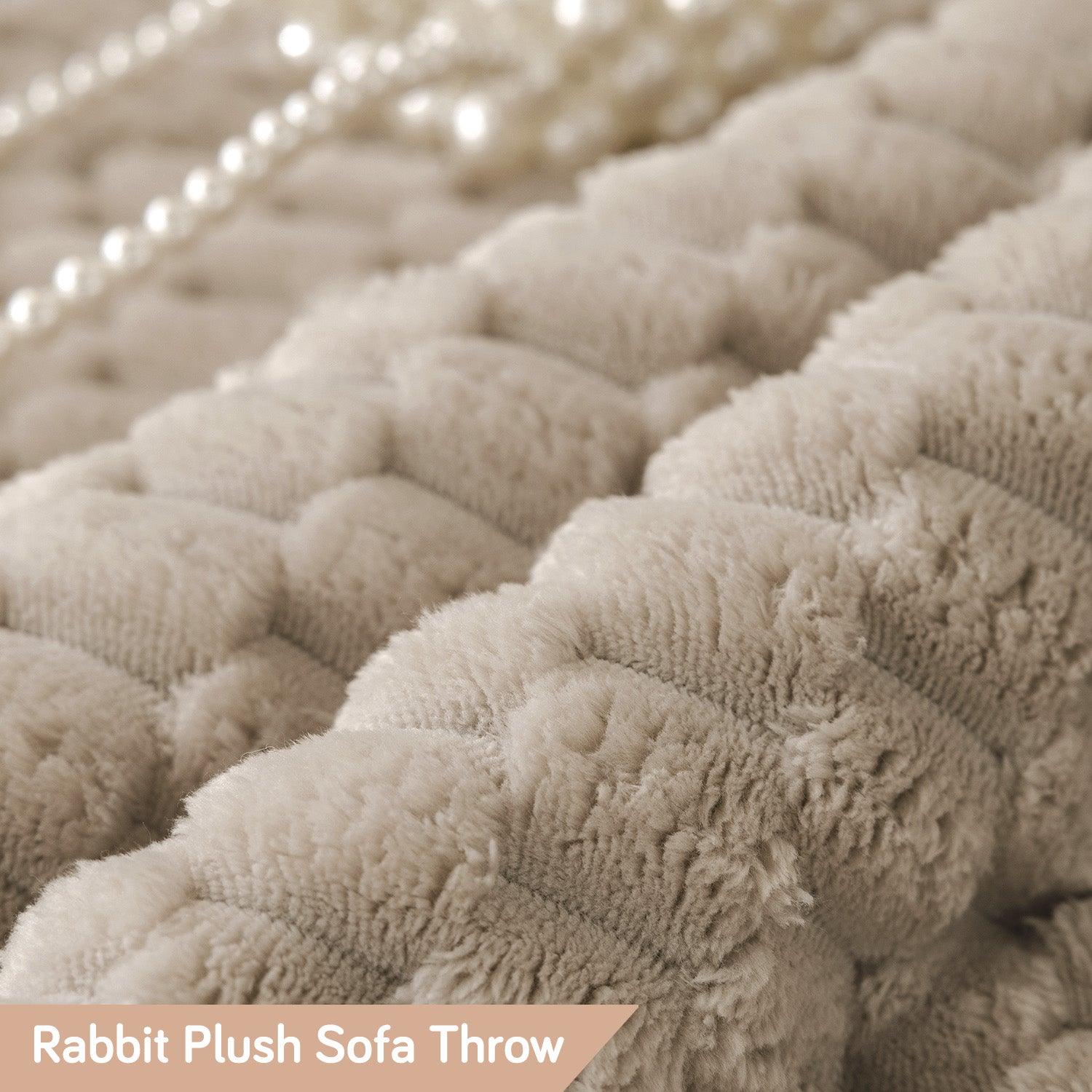 Luxury Rabbit Plush Sofa Blanket Throw, Sand Brown - HOKIPO | Har Ghar ka Humsafar