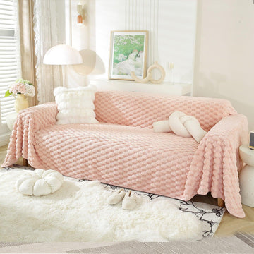 Luxury Rabbit Wool Plush Sofa Throw, Flamingo Pink - HOKIPO | Har Ghar ka Humsafar