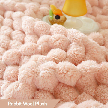 Luxury Rabbit Wool Plush Sofa Throw, Flamingo Pink - HOKIPO | Har Ghar ka Humsafar