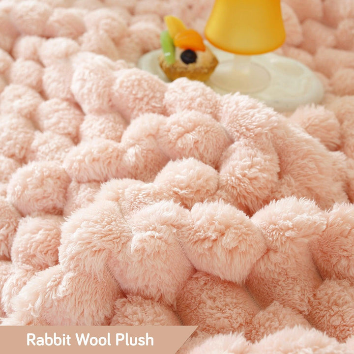 Luxury Rabbit Wool Plush Sofa Throw, Flamingo Pink - HOKIPO | Har Ghar ka Humsafar
