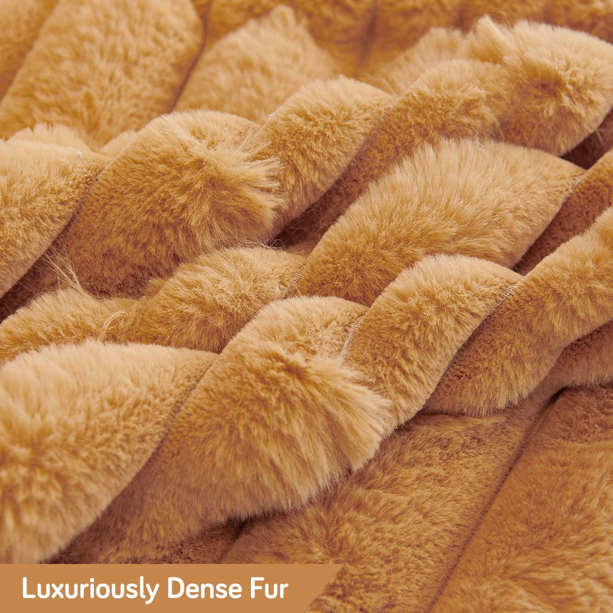 Buy Ochre Brown Luxury Waxy Faux Rabbit Fluffy Plush Sofa Cover | HOKIPO